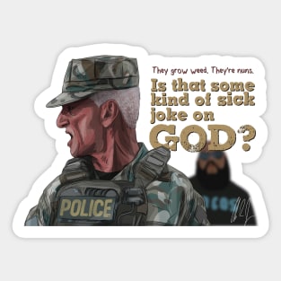 One Battle After Another: Sick Joke on God Sticker